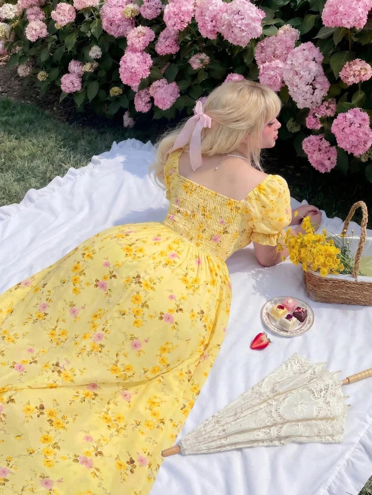 FleurDay Floral Round-Neck Dress, Garden-Light Grace